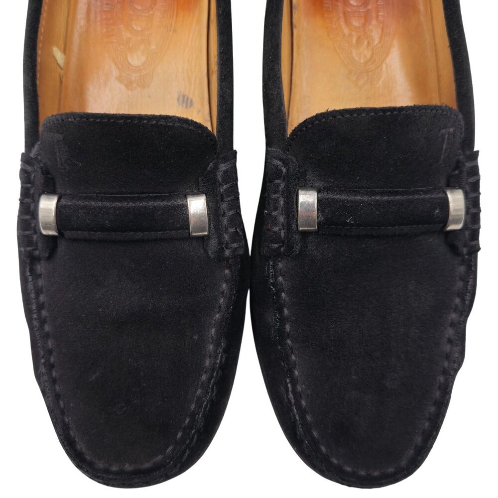 Tods Italy Womens Size 8 Black Suede Leather Dress Shoes Flats Loafers Slip-ons - Picture 8 of 8